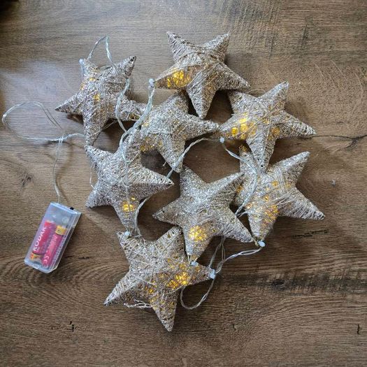 Christmas lights - gold glitter stars