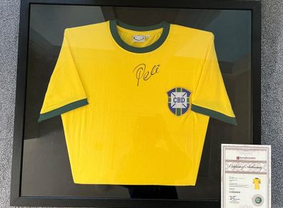 Pele Signed Brazil Shirt (1970) / Framed with COA / Genuine Collectors Item
