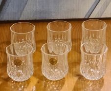 6 X Beautiful Crystal D'arques Small Sherry Glasses In Mint Condition.