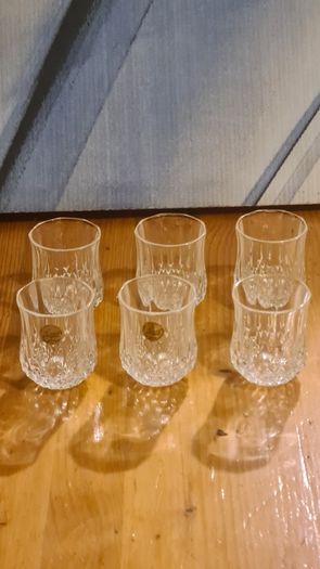 6 X Beautiful Crystal D'arques Small Sherry Glasses In Mint Condition.