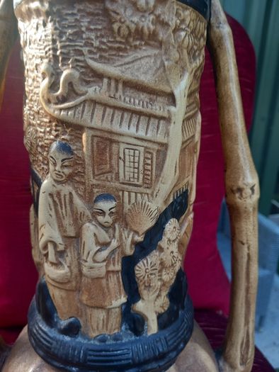 Pair of antique Bretby vases, repair to one arm, D18
