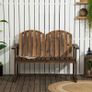 Outdoor Wooden Garden Bench, Patio Loveseat Chair with Slatted Backrest and Smooth Armrests for Two People, for Yard, Lawn, Porch, Carbonised Finish Image 8
