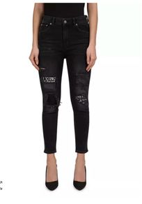 The Kooples Distressed & Studded Jeans in Black Wash