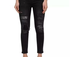 The Kooples Distressed & Studded Jeans in Black Wash