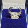 Sterling silver 925 halo engagement ring with square cubic zirconia and side stones Image 5