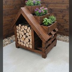 Log storage and plant potter
