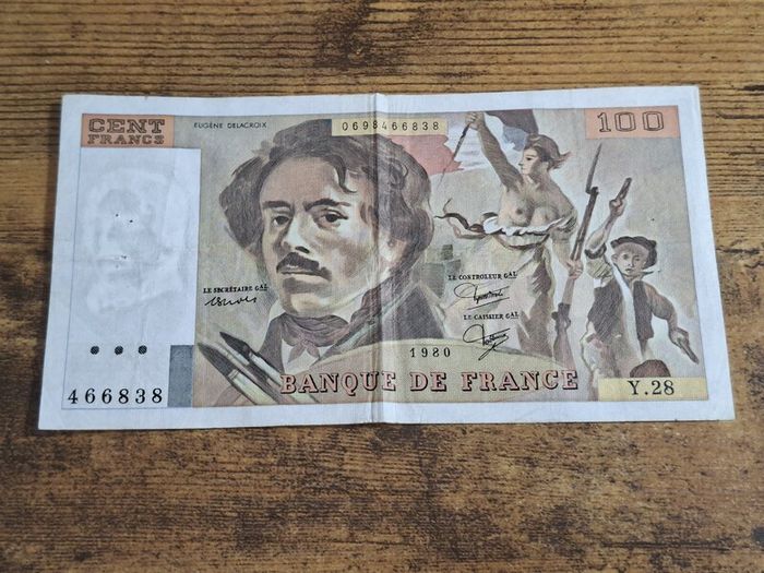 France, 100 Francs 1980 banknote, circulated - free standard postage