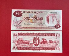 Guyana  1 Dollar  1983. Pick  21f   ( Uncirculated )