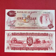 Guyana  1 Dollar  1983. Pick  21f   ( Uncirculated )