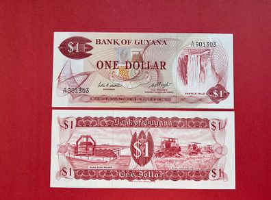 Guyana  1 Dollar  1983. Pick  21f   ( Uncirculated )