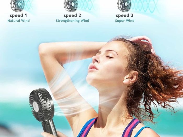 NEW SALE | Handheld Fan, Portable Hand Held Fan with 3 Speed, Mini Hand Fan 3000mAh Battery Operated, USB Rechargeable