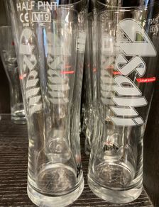 Asashi beer Official half Pint Glasses brand new