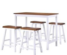 Bar Table and Stool Set 5 Pieces Solid Wood