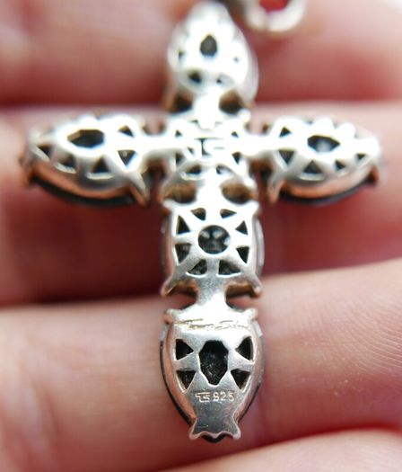 THOMAS SABO Sterling Silver Black Onyx Cross Charm Pendant