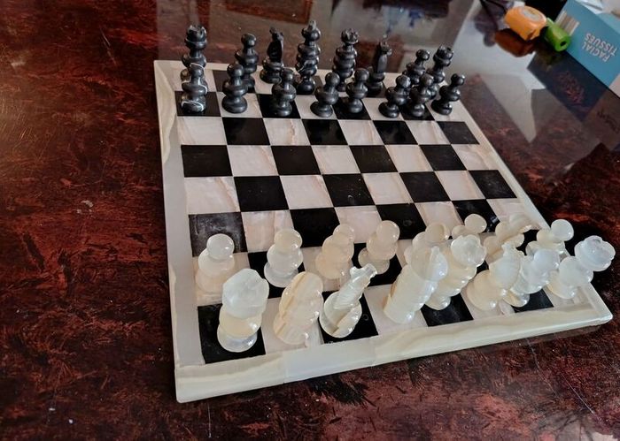 Large and heavy marble chess set