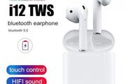 08440 i12 TWS White Universal Bluetooth Earbuds With Charging Dock