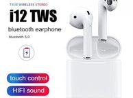 main image for ad 08440 i12 TWS White Universal Bluetooth Earbuds With Charging Dock