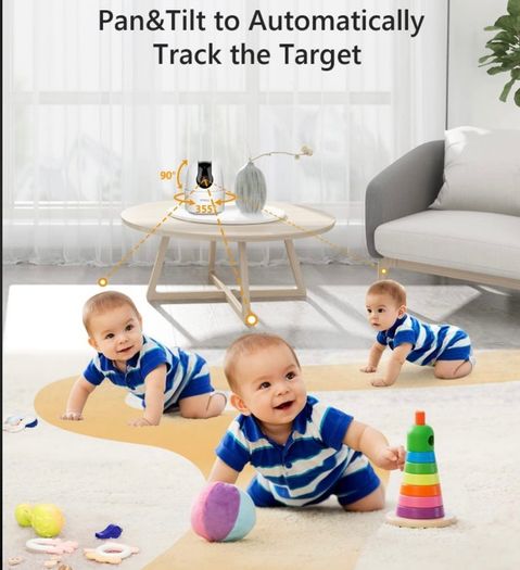 Camera Indoor 1080P Pet Dog Camera, 360 Degree Home Security Wireless IP Baby Camera, 10m Smart Night Vision, 2 Way Audio, Human Motion Sound Detection, Smart Tracking, Privacy Mode, Work with Alexa (FREE POSTAGE)