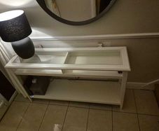 White glass hall table