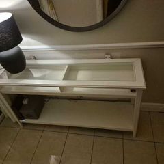 White glass hall table