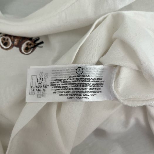 White Cropped Teddy Bear Graphic T-Shirt - Size S
