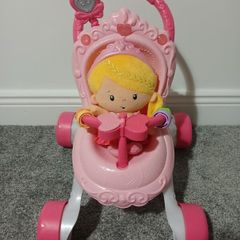 fisher price walker doll and pram