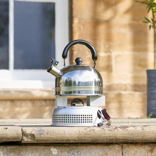 Camping Kettle 2L - Stainless Steel Whistling Kettle - Portable Boiling Pot for Coffee Tea - Camping Kettle for Gas Stove with Folding Spout Cover & Cool-Touch Handle - Camping Accessories