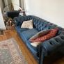 Chesterfield Blue Leather Couch Suite Image 5