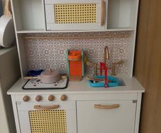 Kids kitchen from unknown company and fridge from Zara