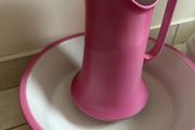 Unique tall antique Pink jug &amp; bowl