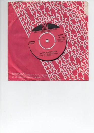 Johnny Kelly Black Velvet Band 1967 Irish Pressing Single