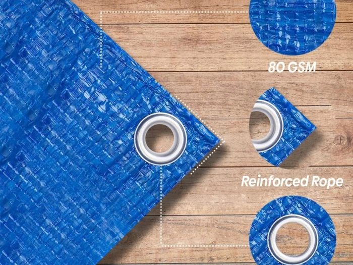 Blue Tarpaulin Sheet 1.8m x 2.4m Lightweight PE Plastic Tarp 80gsm Water-Resistant Ground Sheet Multipurpose Small Tarpaulin Covers used for Garden Furniture Shed Camping  MULTIPLE SIZES AVAILABLE (FREE POSTAGE)