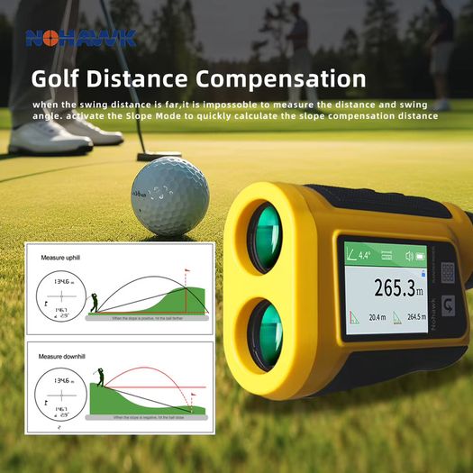 Laser Rangefinder with Slope Compensation 650Yards Golf Range Finder with Side Screen Display Flag Locking Vibration for Golfing