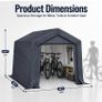3x2x1.8m Portable Storage Shed, with Waterproof Cover Heavy-Duty Outdoor Shelter with Roll-Up Zip Door for Motorbikes, Garden Tools and Equipment on Patios, Yards or Driveways Image 3