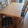 Strong, solid wooden table and 6 chairs Size 182x100 cm, height 75 cm. Collection only in Carnew Image 2