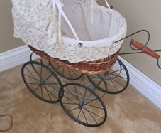 Traditional Wicker Dolls Pram
