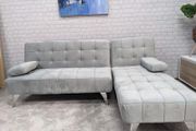 Grey Corner Sofa Bed with Chaise Longue, Aroa xs