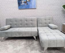 Grey Corner Sofa Bed with Chaise Longue, Aroa xs
