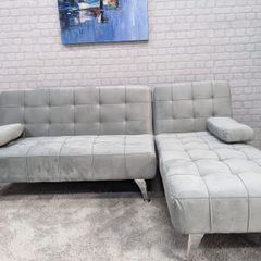 Grey Corner Sofa Bed with Chaise Longue, Aroa xs