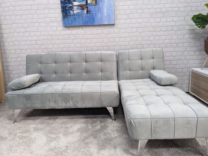 Grey Velvet Nordic Comfort Chaise Sofa, 198cm