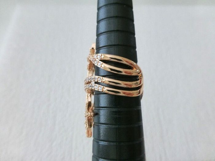 Star Starburst Crystal Rose Gold Adjustable Ring