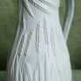 Antique Staffordshire Parian Ware Pitcher: William Brownfield Fern Design, Pewter Lid Image 2