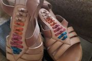 Sandals/Wedge Heeled Multicolour Leather Sandals .. Size: 5 UK .. 38  EU .. Price Drop .. Updated 20/07/22
