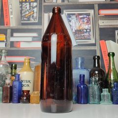 239 - Vintage Brown Glass Embossed Letters Bulmers Collectible Decorative Bottle