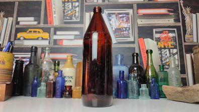 239 - Vintage Brown Glass Embossed Letters Bulmers Collectible Decorative Bottle