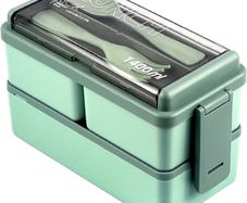 NEW SALE | Lunch Box, 1400ml Bento Box with Spoon Fork, Stackable 2 Layer 3 Compartments Leak Proof Japanese Lunch Box, Meal Prep Container Box for Adults Kids Students Office Microwave Dishwasher Safe