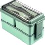 NEW SALE | Lunch Box, 1400ml Bento Box with Spoon Fork, Stackable 2 Layer 3 Compartments Leak Proof Japanese Lunch Box, Meal Prep Container Box for Adults Kids Students Office Microwave Dishwasher Safe Image 3
