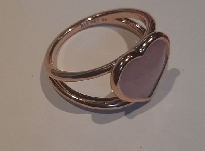 New genuine pandora pink enamel heart ring