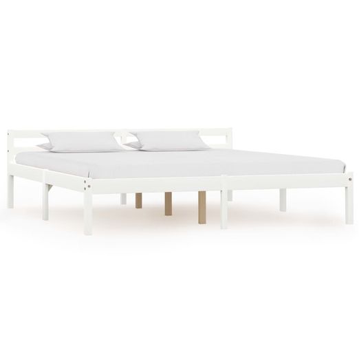 Bed Frame with 2 Drawers White Solid Pine Wood 180x200 cm