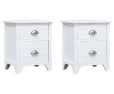 Nightstand 2 pcs with 2 Drawers White